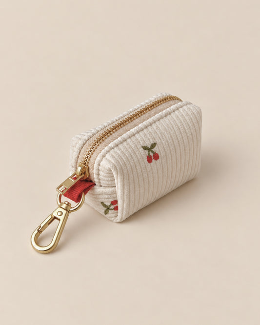 Cherry Corduroy Poop Bag Holder