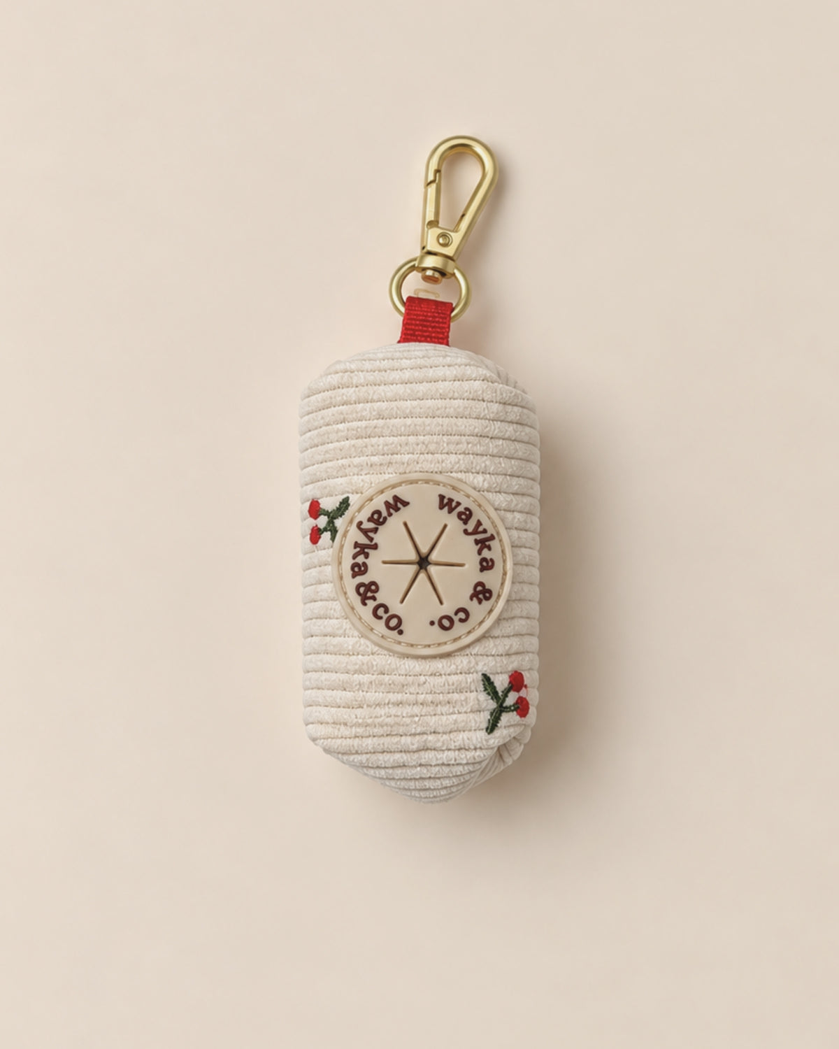Cherry Corduroy Poop Bag Holder