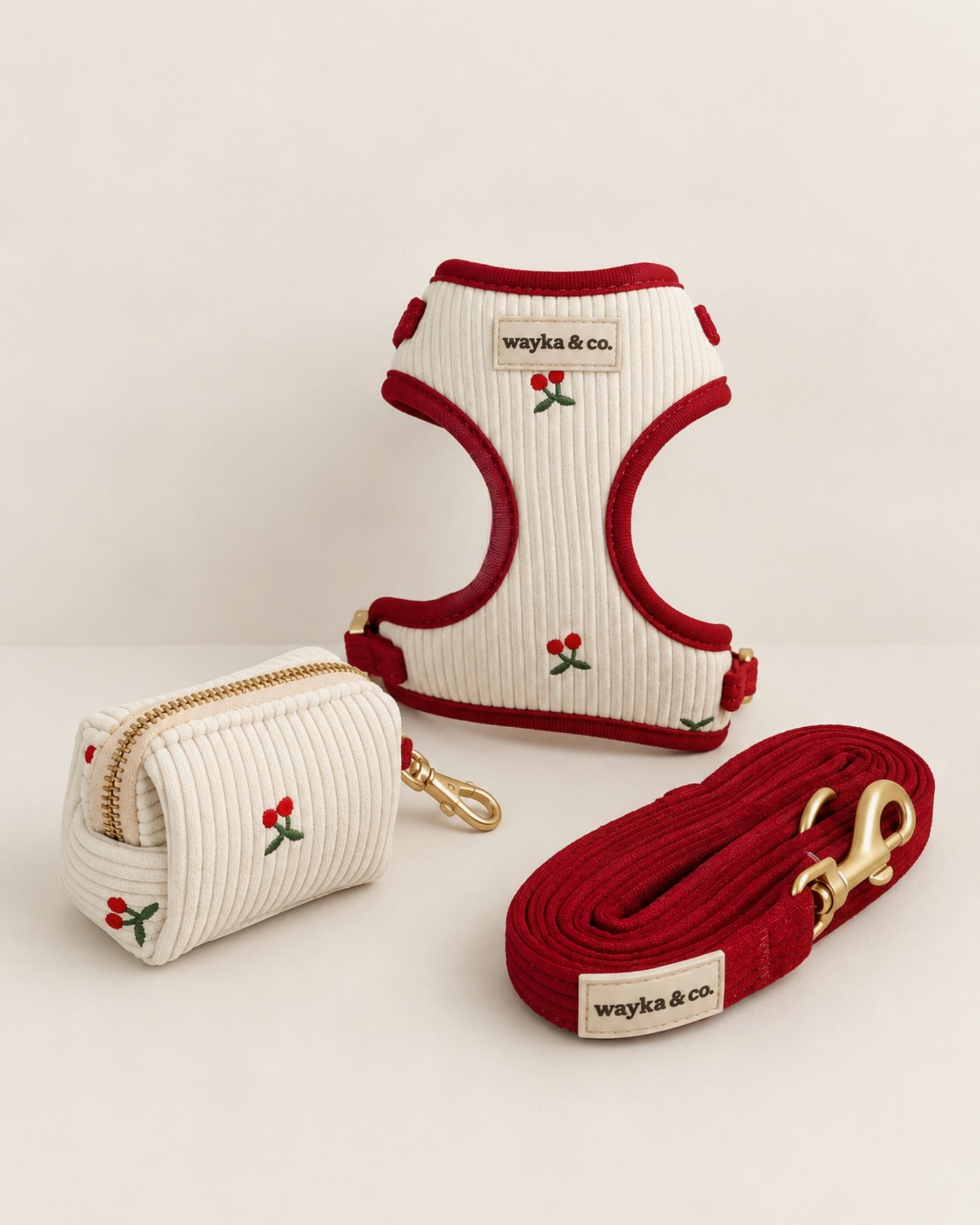 Cherry Corduroy Harness Set
