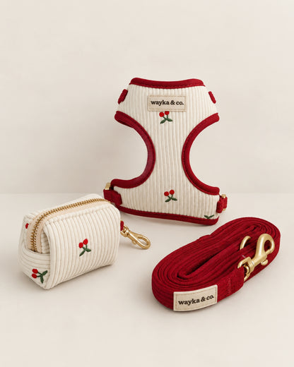 Cherry Corduroy Harness Set