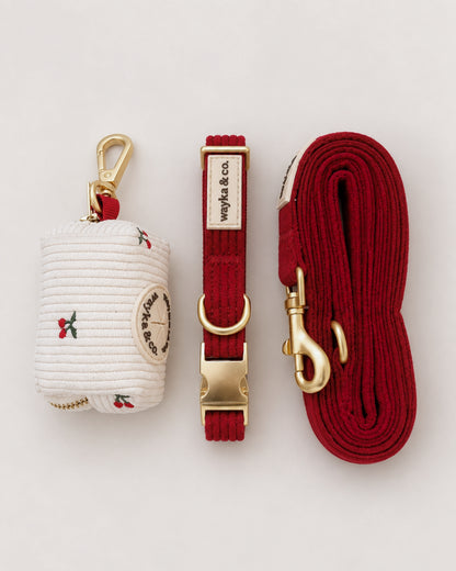 Cherry Corduroy Collar Set